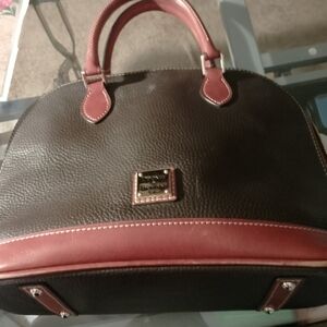 Dooney & Bourke Black and Brown Leather Dome Satchel